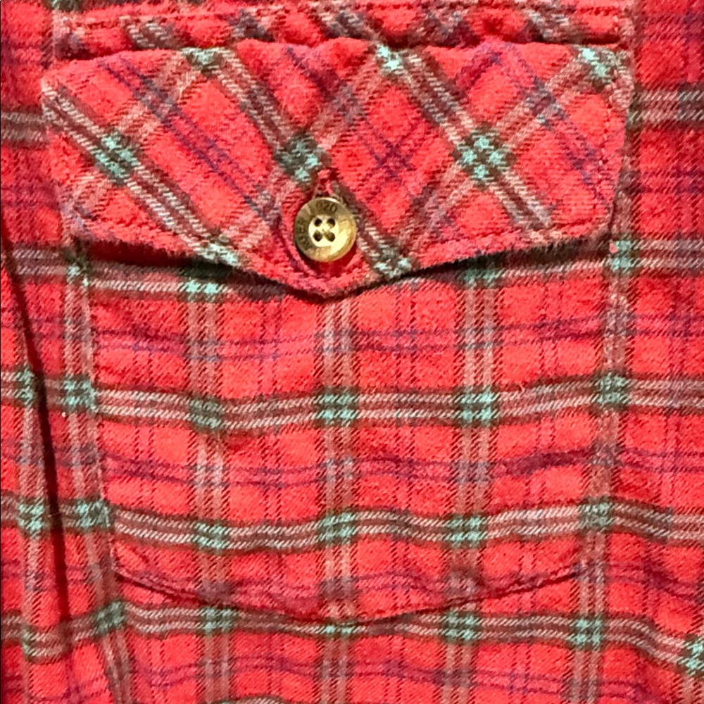 Eddie Bauer Red and Navy Plaid Button-Up Shirt - Picture 3 of 5